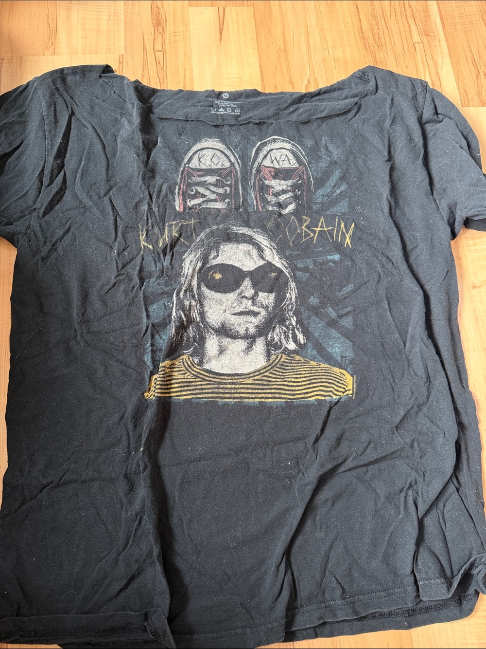 Hot Topic Black Graphic Tee with Yellow Accents